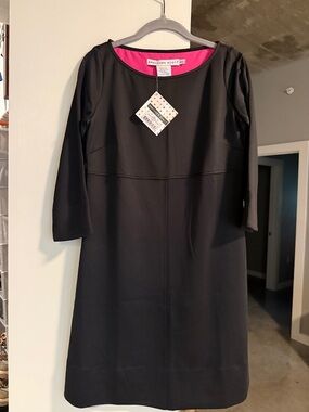 Gretchen Scott Designs Black Mini Dress with Hot Pink Neckline